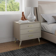 Large 3 Drawer Bedside Table - Oslo Taupe Range