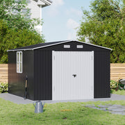 Outdoor Storage Shelter 12 x 10FT Galvanised Steel Storage Shed with Dual Window