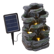 Outdoor Garden Water Feature Solar Powered Cascade Water Fountain With LED Light