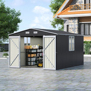 12 x 10ft Garden Shed Lockable Door Apex Roof Outdoor Tool Storage House Shed UK