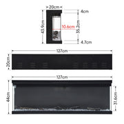 UK Electric Fireplace LED Mantel Wall Recessed Inset Fire 3-Sided Panoramic 50