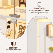 Display Cabinet with Glass Doors, 5 Tier Curio Cabinet with 3-Color LED Lights