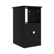 Bedroom Narrow Bedside Cabinet Storage Nightstand Side Table with 1 Drawer Black