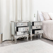 Pair mirrored bedside tables bedroom living room furniture French shabby chic