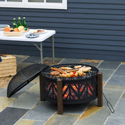2-in-1 Outdoor Fire Pit Bowl with BBQ Grill Grate 30