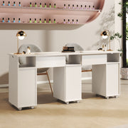 Pro Double Manicure Table Salon Nail Art Station Beauty Desk with Dust Collector