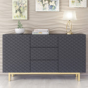 Sideboard TV Cabinet Storage Cupboard Buffet Diamond Pattern Grey Gold 140cm