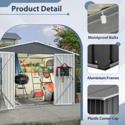 Garden Shed 10X8FT Metal Apex Roof With Free Foundation Base Storage House Anthr