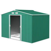 Outsunny 9 x 6FT Galvanised Garden Storage Shed with Sliding Door + Vents, Green