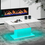 High Gloss LED Coffee Table Cocktail Center Table Modern Living Room Rectangle