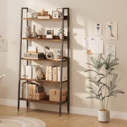 Rustic Unit Wood Bookcase Bookshelf 5 Tier Industrial Storage Display Shelving