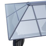 XL Hardtop Gazebo Garden Pavilion Metal Frame Polycarbonate Roof with Curtains