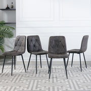 4X Dining Chairs Set Faux Suede Leather Padded Seat Metal Leg Kitchen