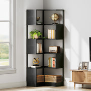 180cm Corner Bookshelf Unit, 6-Tier Floor Standing Bookcase Storage Display Rack