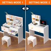 Dressing Table With Drawers Mirror Stool Set Makeup Desk Vanity Table Bedroom