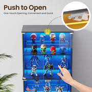 4-Tier Glass Display Cabinet with Doors and LED Lights – Curio Storage Cabinet