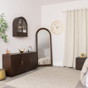 Dark Wood Arched Wall Mounted Cabinet - Kingsley Range