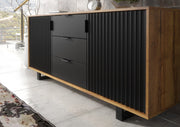 Sideboard TV Unit Cabinet Storage Modern Slatted Doors Drawers Sleek 140cm