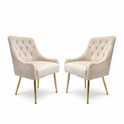 Dining Chairs Set of 2 Upholstered Tufted Velvet Kitchen Chairs Gold Legs Modern