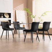 Set of 2 Faux Leather Dining Chairs High Back Padded Metal Leg Kitchen Chairs UK