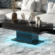 High Gloss LED Coffee Table Cocktail Center Table Modern Living Room Rectangle