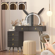 Dressing Table with LED Light Mirror Vanity Desk Makeup Table 5 Drawers Cabinet