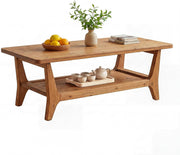 47-Inch Solid Wood Coffee Table Modern Center Table with Storage for Living Room