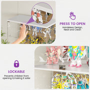 Glass Display Cabinet with Lock & RGB LED Lights — Figurine Showcase, Lockable