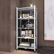5 Tier Foldable Kitchen Metal Rack Warehouse Storage Shelving Unit With Wheels