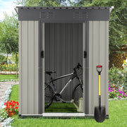3X5/8X6FT Outdoor Garden Storage Shed w/Sliding Doors Galvanised Metal Grey