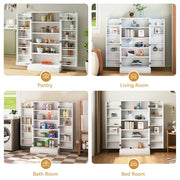 Freestanding Kitchen Cupboard Pantry Cabinet with Adjustable Shelves White