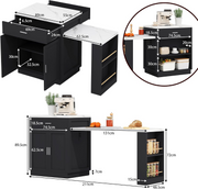 Kitchen Island Dining Table !SALE! Extendable 4-6 Seater Storage Cabinet Black