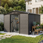 10x6ft Metal Garden Shed with Base, Large Outdoor Storage Tool Shed,Gable Roof