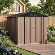 6ft x 8ft Garden Shed Metal Tool Sheds Outdoor Storage House Tools Box with Base