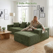 JUMBO CORD MODULAR L SHAPE CORNER SOFA 4 SEATER FURNITURE SETTEE SUITE POUFFE UK