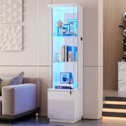 Glass Display Cabinet with 3 Color LED Lights & Motion Sensor for Collectibles
