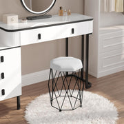 Dressing Table with LED Lights Mirror Stool 5 Drawers Vanity Makeup Desk Set