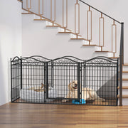 8 Panels Dog Playpen Heavy-duty Cage Lockable Door Garden Barrier Exercise Fence