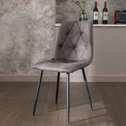4X Dining Chairs Set Faux Suede Leather Padded Seat Metal Leg Kitchen