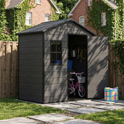 Grey Wood Grain Plastic Garden Shed 6x8 6x6 5x3 Outdoor Tool Bike Storage House