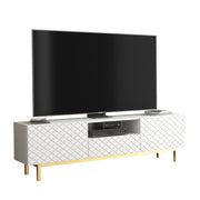 TV Unit TV Stand Sideboard Cabinet Cupboard White Gold Carved Doors 180cm