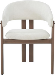 2 Cream Dining Chairs !SALE! Linen Upholstered Armchairs Walnut Effect Legs