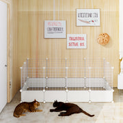 24 Panels DIY Pet Fence Playpen Puppy Dog Cat Animal Cage Metal Outdoor Indoor
