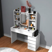 Dressing Table With 6 Drawers LED Mirror Set Makeup Desk Vanity Table Bedroom