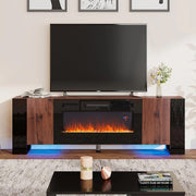 Wooden TV Stand Cabinet Unit with Electric Fireplace 12 Colour LED Fire Heater