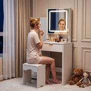 Dressing Table With Drawers Mirror Stool Set Makeup Desk Vanity Table Bedroom