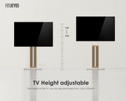 FITUEYES Floor TV Stand 32-65 Inch Height Adjustable ±30° Swivel Beech Wood