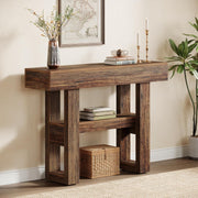 105cm Farmhouse Console Table, 2-Tier Narrow Wooden Entryway Table for Hallway
