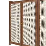 Shoe Cabinet Storage Organizer 4 Rattan Door Cupboard Footwear Stand Wooden Unit