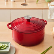 26cm Cast Iron Casserole Dish Pot w/Lid Dutch Oven 5L Enameled Stew Pot Stockpot